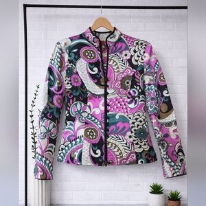 Women's SILK Blazer JS Collections Japanese Inspired Pink Green White Jacket S